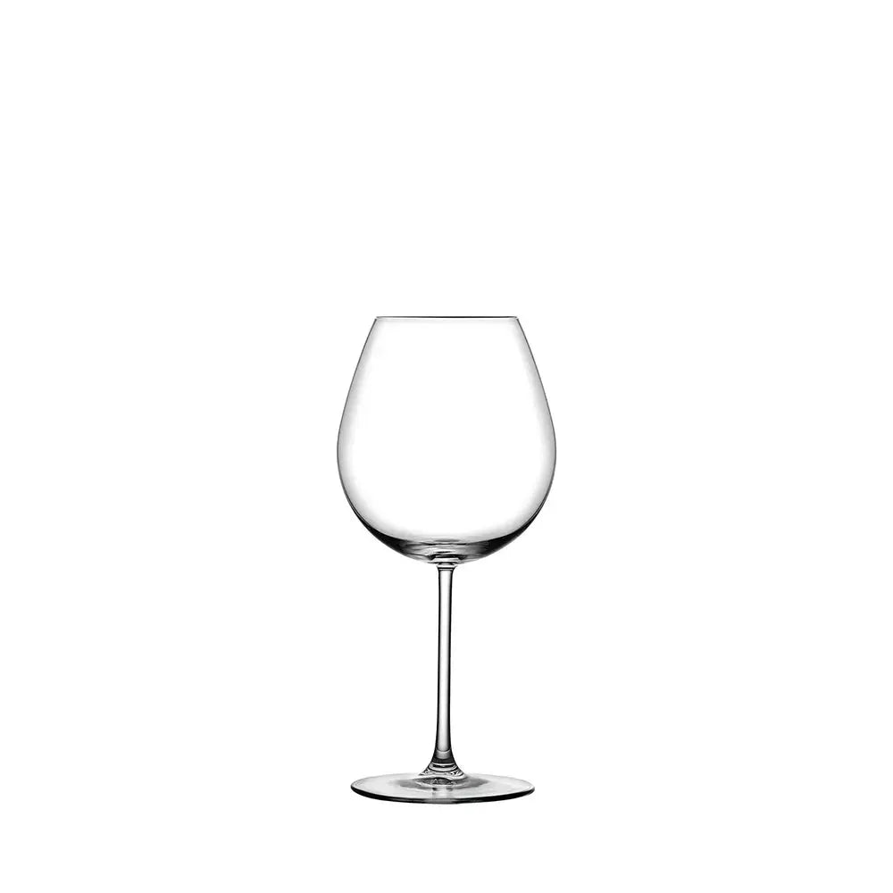 Verre à vin Bourgogne transparent, au design élégant et arrondi, sur fond blanc.